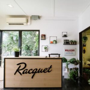 reception signage at racquet